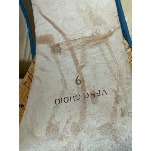 Barneys New York Women's Platform Chunky Heels-Blue Suede Leather Size 9 - Picture 10 of 11